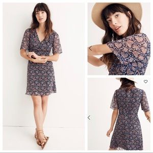 Madewell Orchard Flutter-Sleeve Dress in Floral